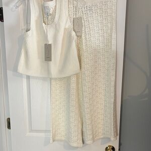 Joie Ivory Knit Tank and Cropped Pants Set